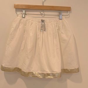 J.Crew Crewcuts Girl white skirt with gold trim
